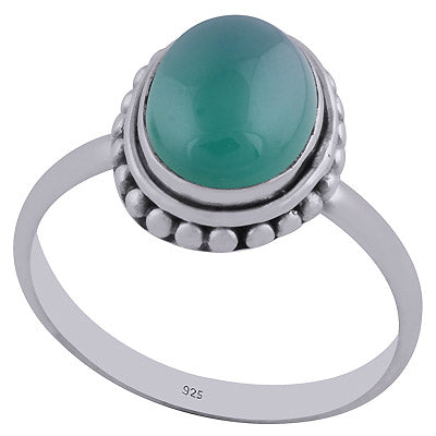 Stunning Rawa Work Around Green Onyx Oval Shape 925 Sterling Solid Silver Ring - R3401483-144