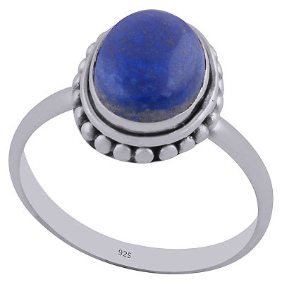 Stunning Rawa Work Around Lapis Oval Shape 925 Sterling Solid Silver Ring - R3401483-17