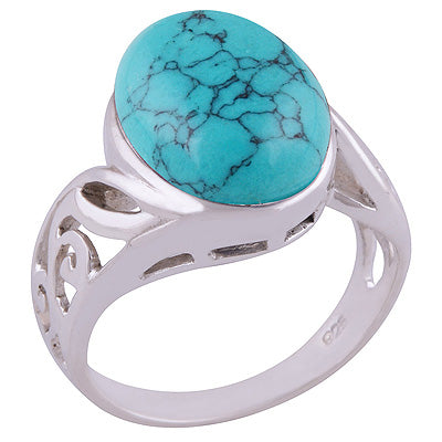 Turquoise 925 Sterling Silver Ring - R3401488-54
