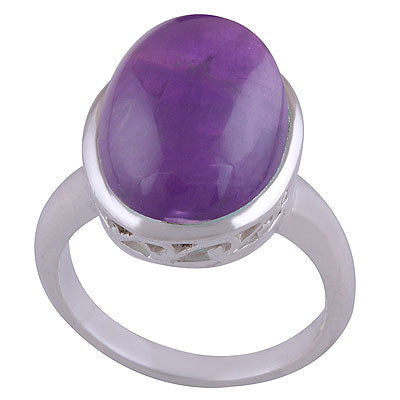 Stunning Jali Cut Work Around Amethyst Oval Shape 925 Sterling Solid Silver Ring - R3401489-1