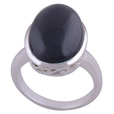 Stunning Jali Cut Work Around Black Onyx Oval Shape 925 Sterling Solid Silver Ring - R3401489-71