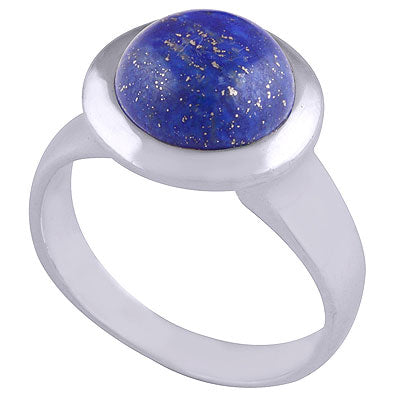Gorgeous Bold Setting Around Lapis Round Shape 925 Sterling Solid Silver Ring - R3401491-17