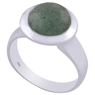 Gorgeous Bold Setting Around Green Aventurine Round Shape 925 Sterling Solid Silver Ring - R3401491-28