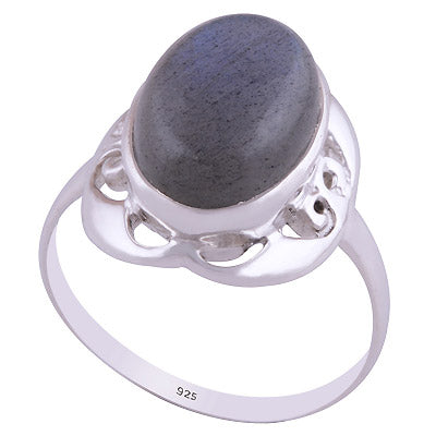 Alluring Handcrafted Design Around Labradorite Oval Shape 925 Sterling Solid Silver Ring - R3401492-12