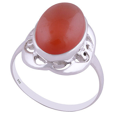 Alluring Handcrafted Design Around Carnelian Oval Shape 925 Sterling Solid Silver Ring - R3401492-22
