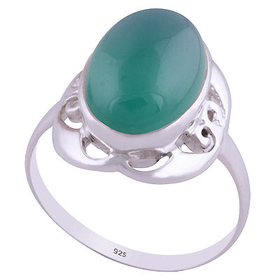 Alluring Handcrafted Design Around Green Onyx Oval Shape 925 Sterling Solid Silver Ring - R3401492-24