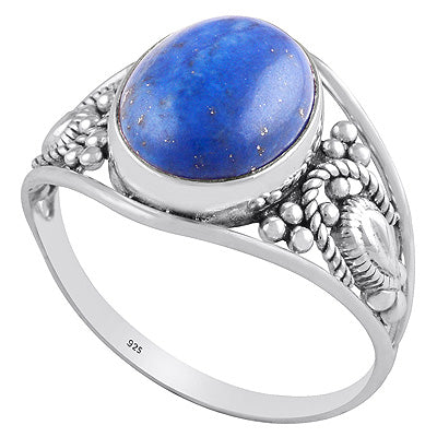 Alluring Handcrafted Rawa and wire Work Around Lapis Oval Shape 925 Sterling Solid Silver Ring - R3401494-18