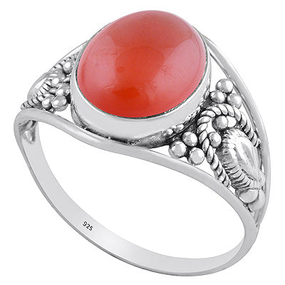 Alluring Handcrafted Rawa and wire Work Around Carnelian Oval Shape 925 Sterling Solid Silver Ring - R3401494-31