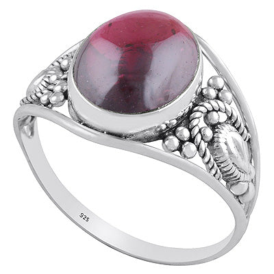 Alluring Handcrafted Rawa and wire Work Around Garnet Oval Shape 925 Sterling Solid Silver Ring - R3401494-4