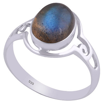 Stunning Cut out Work Around Labradorite Oval Shape 925 Sterling Solid Silver Ring - R3401499-14