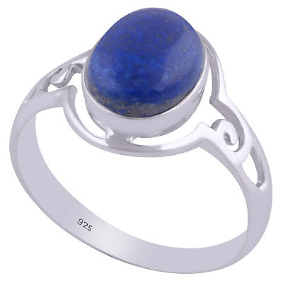 Stunning Cut out Work Around Lapis Oval Shape 925 Sterling Solid Silver Ring - R3401499-19