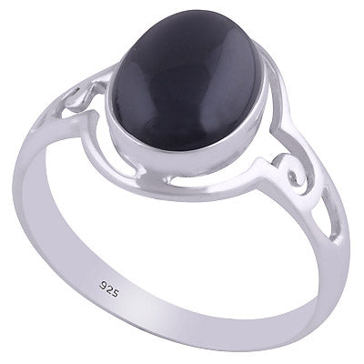 Stunning Cut out Work Around Black Onyx Oval Shape 925 Sterling Solid Silver Ring - R3401499-28
