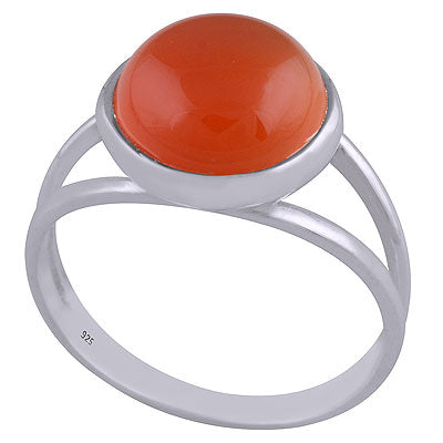 Classic Double Band Carnelian Round Shape 925 Sterling Solid Silver Ring - R3401502-27
