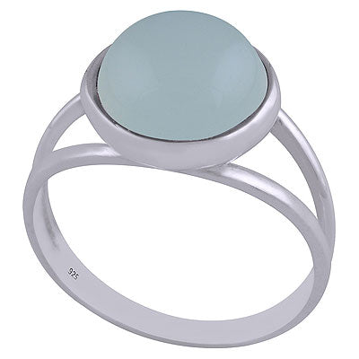 Classic Double Band Aqua Chalcedony Round Shape 925 Sterling Solid Silver Ring - R3401502-29