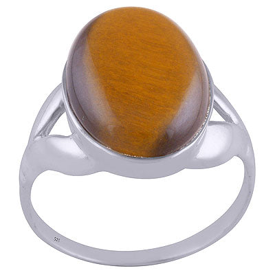 Stunning Split Shank Around Tiger's Eye Oval Shape 925 Sterling Solid Silver Ring - R3401504-27