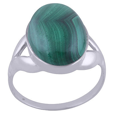 Stunning Split Shank Around Malachite Oval Shape 925 Sterling Solid Silver Ring - R3401504-78