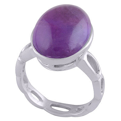 Gorgeous Cut Work Shank Around Amethyst Oval Shape 925 Sterling Solid Silver Ring - R3401509-1
