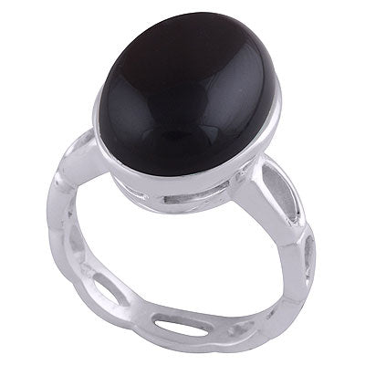 Gorgeous Cut Work Shank Around Black Onyx Oval Shape 925 Sterling Solid Silver Ring - R3401509-29