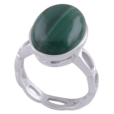 Gorgeous Cut Work Shank Around Malachite Oval Shape 925 Sterling Solid Silver Ring - R3401509-32