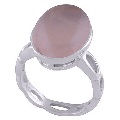 Gorgeous Cut Work Shank Around Rose Quartz Oval Shape 925 Sterling Solid Silver Ring - R3401509-33