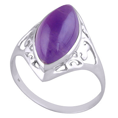 Alluring Cut Work Around Amethyst Marquise Shape 925 Sterling Solid Silver Ring - R3401511-1