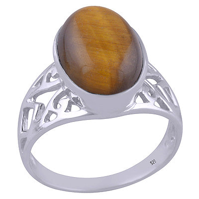 Tiger's Eye 925 Sterling Silver Ring - R3401512-62