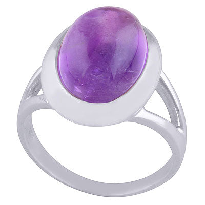 Stunning Split Shank Around Amethyst Oval Shape 925 Sterling Solid Silver Ring - R3401514-1