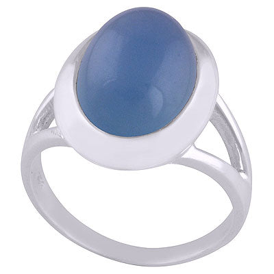 Stunning Split Shank Around Blue Chalcedony Oval Shape 925 Sterling Solid Silver Ring - R3401514-23