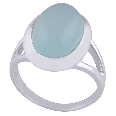 Stunning Split Shank Around Aqua Chalcedony Oval Shape 925 Sterling Solid Silver Ring - R3401514-24