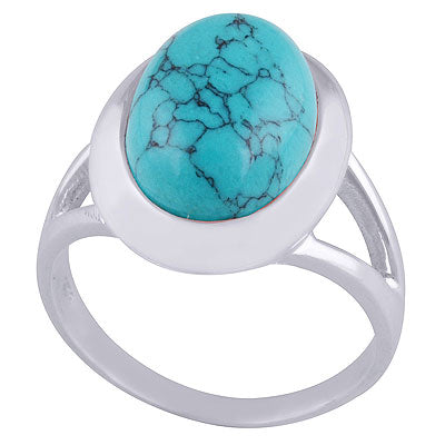 Stunning Split Shank Around Turquoise Oval Shape 925 Sterling Solid Silver Ring - R3401514-43