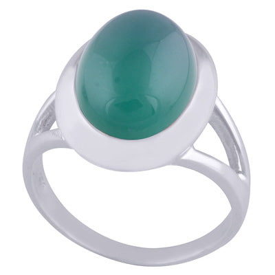 Stunning Split Shank Around Green Onyx Oval Shape 925 Sterling Solid Silver Ring - R3401514-57
