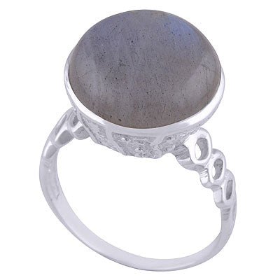 Beautiful Handcrafted Work Around Labradorite Round Shape 925 Sterling Solid Silver Ring - R3401516-10