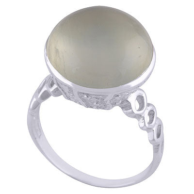 Beautiful Handcrafted Work Around Prehnite Round Shape 925 Sterling Solid Silver Ring - R3401516-17