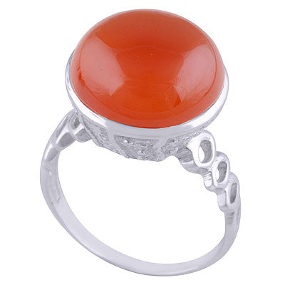 Beautiful Handcrafted Work Around Carnelian Round Shape 925 Sterling Solid Silver Ring - R3401516-19