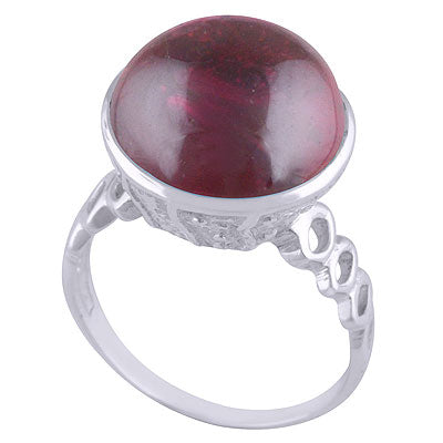 Beautiful Handcrafted Work Around Garnet Round Shape 925 Sterling Solid Silver Ring - R3401516-4