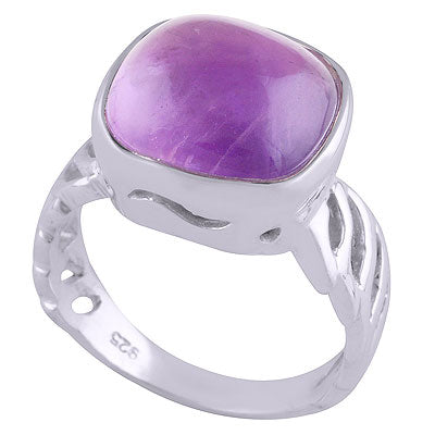 Stunning Cut Work Around Amethyst Square Shape 925 Sterling Solid Silver Ring - R3401517-1