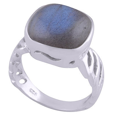 Stunning Cut Work Around Labradorite Square Shape 925 Sterling Solid Silver Ring - R3401517-15