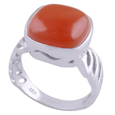 Stunning Cut Work Around Carnelian Square Shape 925 Sterling Solid Silver Ring - R3401517-25