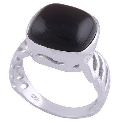 Stunning Cut Work Around Black Onyx Square Shape 925 Sterling Solid Silver Ring - R3401517-31