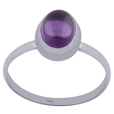 Beautiful Plain Amethyst Oval Shape 925 Sterling Solid Silver Ring - R3401546-29