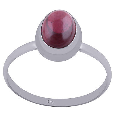 Beautiful Plain Garnet Oval Shape 925 Sterling Solid Silver Ring - R3401546-34