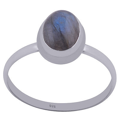 Beautiful Plain Labradorite Oval Shape 925 Sterling Solid Silver Ring - R3401546-49