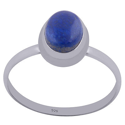 Beautiful Plain Lapis Oval Shape 925 Sterling Solid Silver Ring - R3401546-53