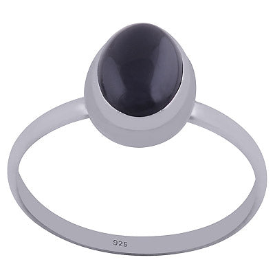 Beautiful Plain Black Onyx Oval Shape 925 Sterling Solid Silver Ring - R3401546-65