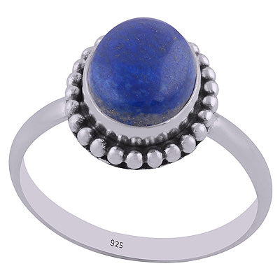 Gorgeous Rawa Work Around Lapis Oval Shape 925 Sterling Solid Silver Ring - R3401548-43