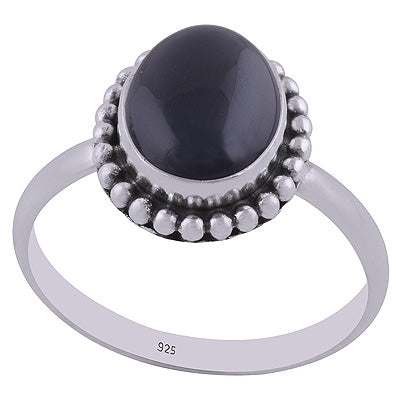 Gorgeous Rawa Work Around Black Onyx Oval Shape 925 Sterling Solid Silver Ring - R3401548-50
