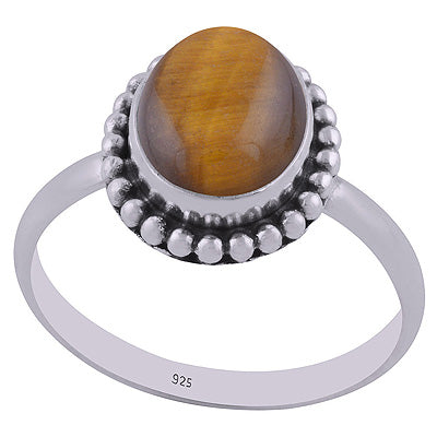 Gorgeous Rawa Work Around Tiger's Eye Oval Shape 925 Sterling Solid Silver Ring - R3401548-53