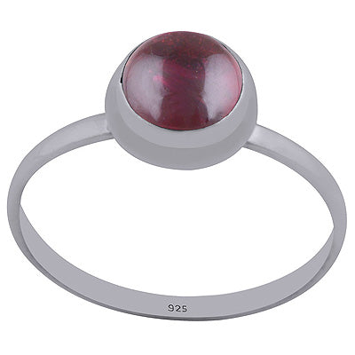 Beautiful Plain Garnet Round Shape 925 Sterling Solid Silver Ring - R3401552-18