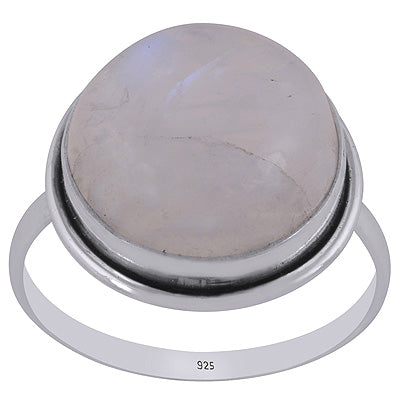 Beautiful Seated Gemstone Rainbow Moonstone Round Shape 925 Sterling Solid Silver Rings - R3401564-324