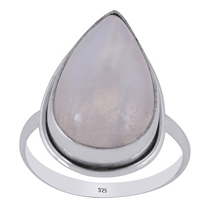 Beautiful Seated Gemstone Rainbow Moonstone Pear Shape 925 Sterling Solid Silver Rings - R3401564-388
